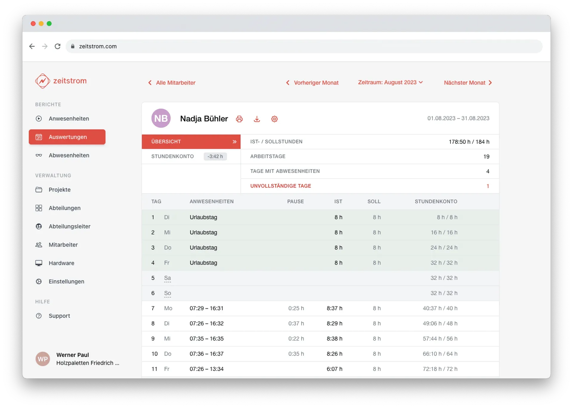 Zeitstrom Web App