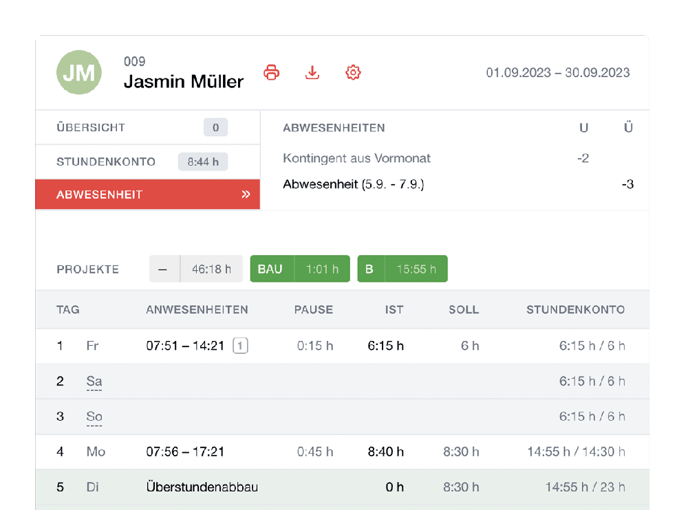 Zeitstrom Instant-Auswertungen